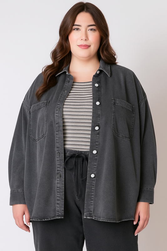 BLACK KNIT DENIM JACKET