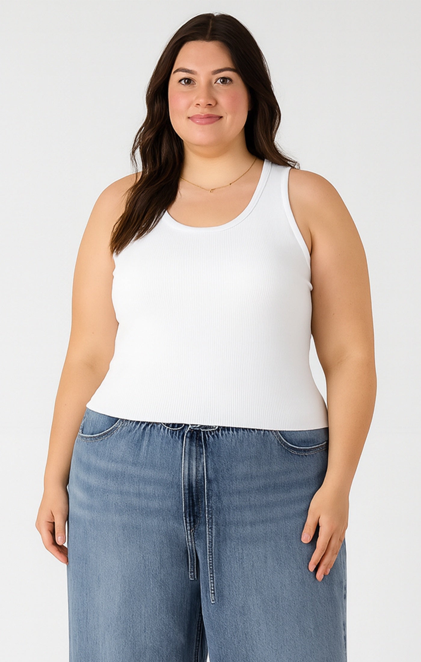 White Ribbed Tank