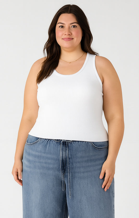 White Ribbed Tank