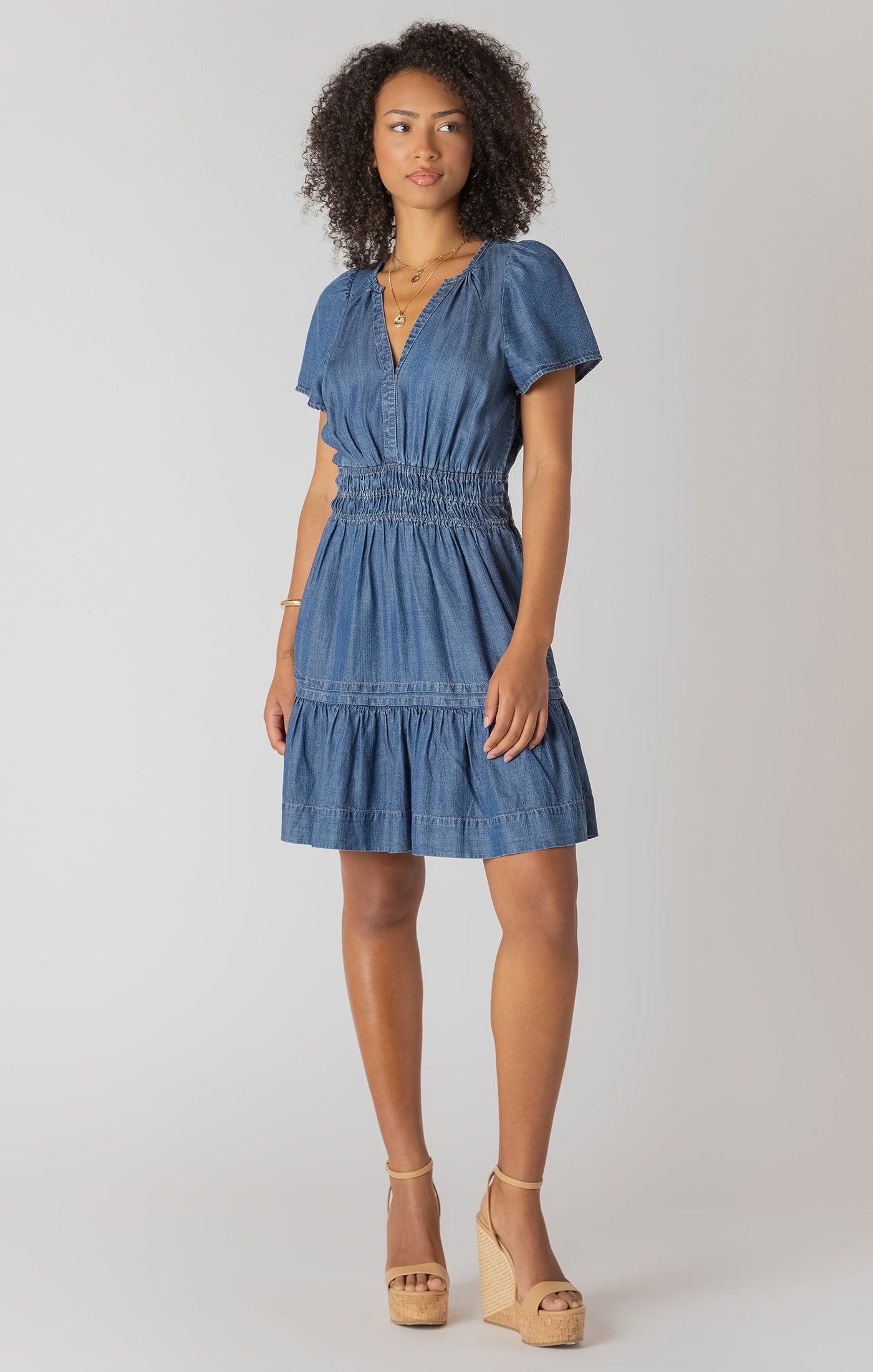 Smocked Waist Mini Dress