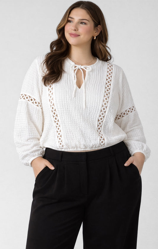 Cream Textured Blouse