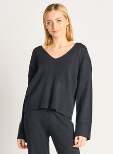 Wide Sleeve Ribbed Sweater by Dex