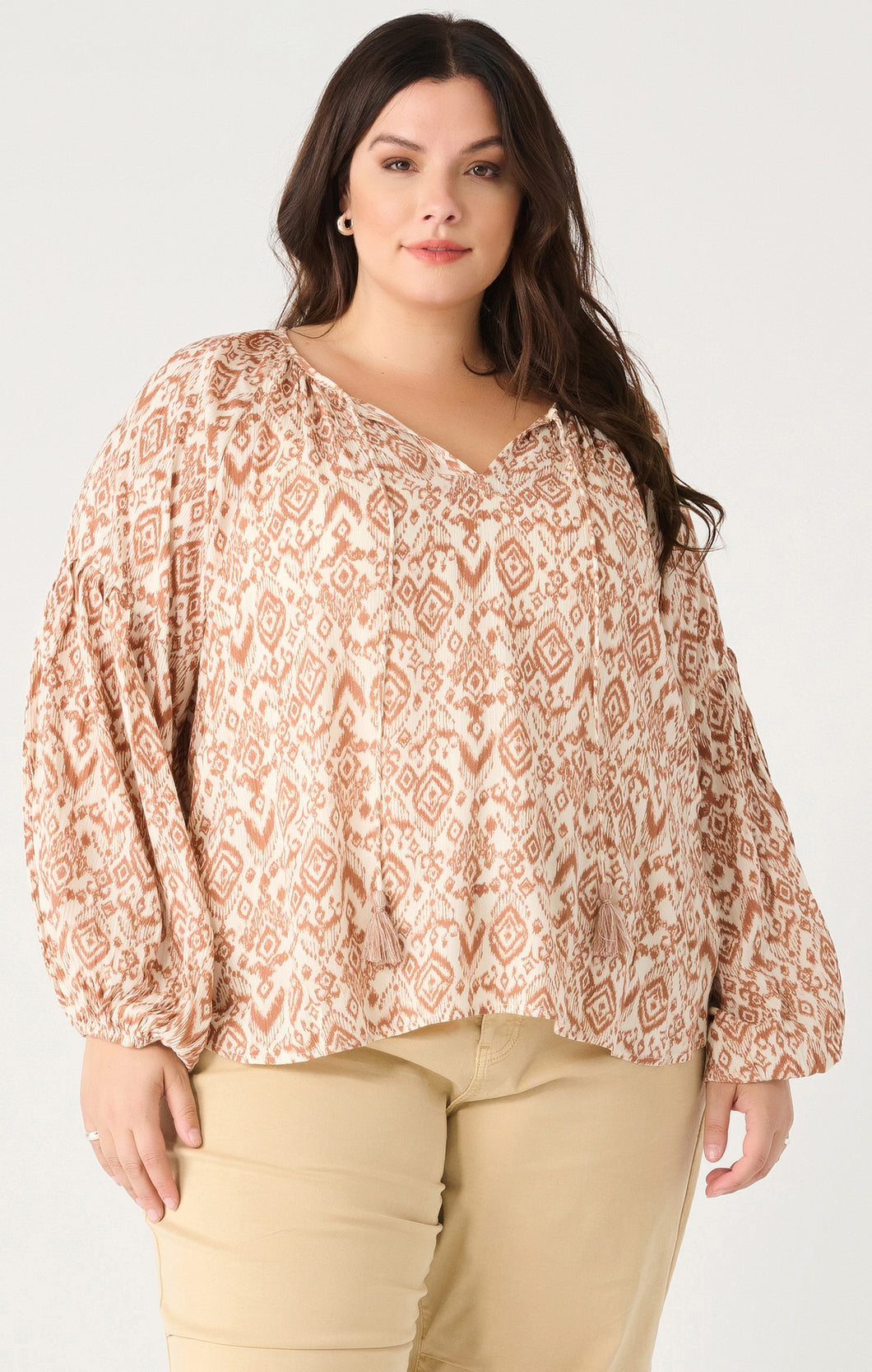 PATTERNED PEASANT BLOUSE by Dex