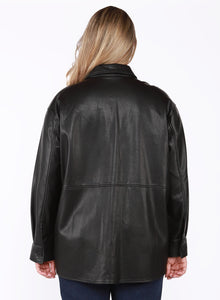 FAUX LEATHER OVERSHIRT by Dex (available in plus sizes)