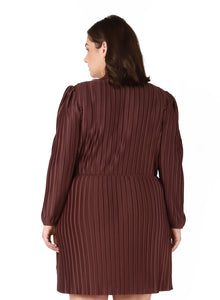 ALLOVER PLEATED V NECK DRESS by Dex (available in plus sizes)