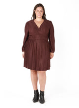Load image into Gallery viewer, ALLOVER PLEATED V NECK DRESS by Dex (available in plus sizes)
