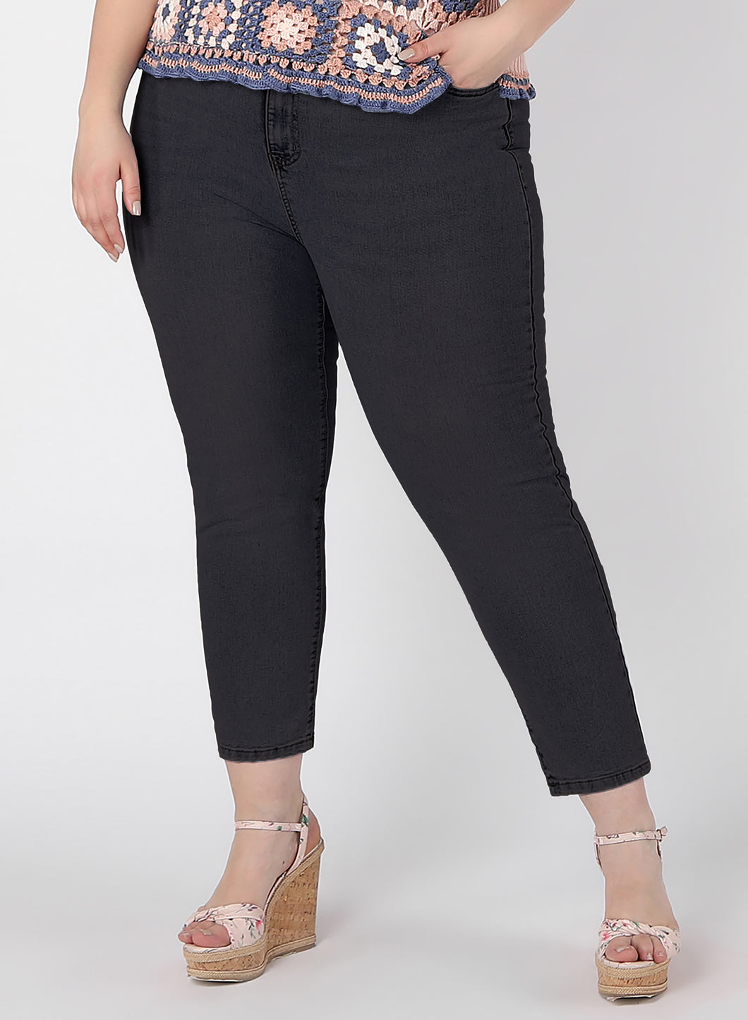 HIGH RISE STRAIGHT LEG JEAN in black by Dex (available in plus sizes)