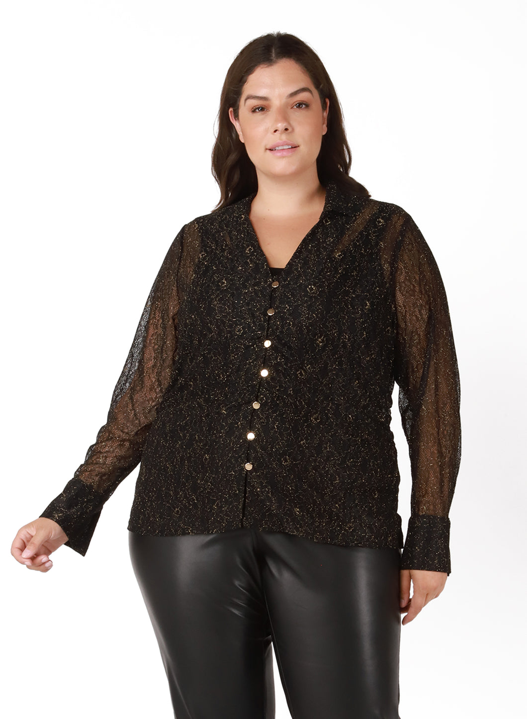 SHEER LACE BLOUSE by Dex