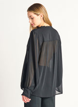 Load image into Gallery viewer, RUFFLE DETAIL TIE-FRONT PEASANT BLOUSE by Dex (available in plus sizes)
