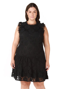 RUFFLED LACE TRAPEZE TIERED DRESS by Dex (AVAILABLE IN PLUS SIZES)