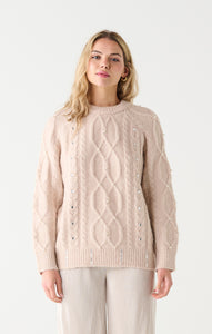 EMBELLISHED CABLE KNIT SWEATER by Dex