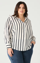 Load image into Gallery viewer, TEXTURED STRIPED BLOUSE by Dex (available in plus sizes)
