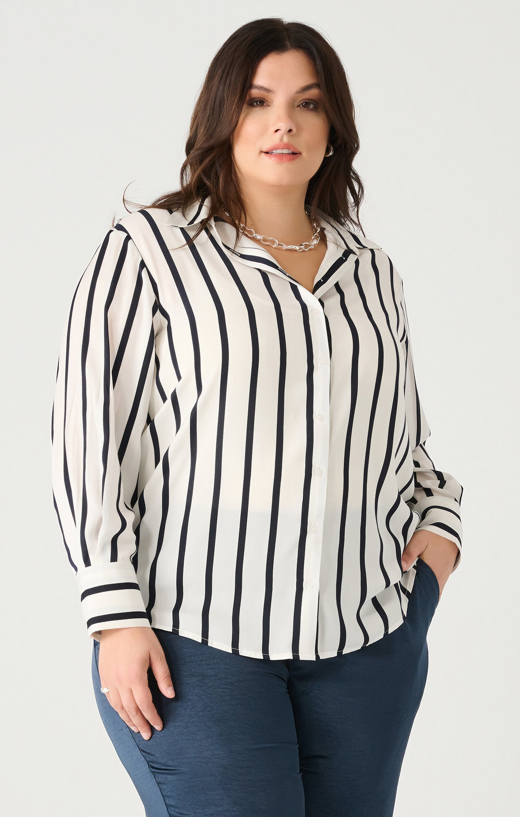 TEXTURED STRIPED BLOUSE by Dex (available in plus sizes)