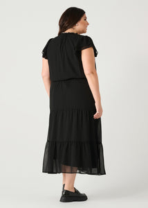 RUFFLED SLEEVE TIERED MAXI DRESS by Dex (available in plus sizes)