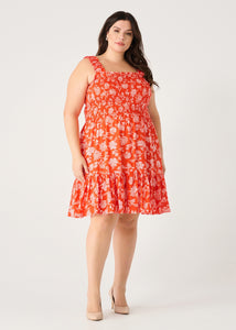 SMOCKED BODICE MINI DRESS by Dex (available in plus sizes)