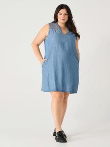 SMOCKED SHOULDER MINI DRESS by Dex (available in plus sizes)