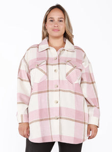 Button Front Plaid Shacket by Dex (available in plus sizes)