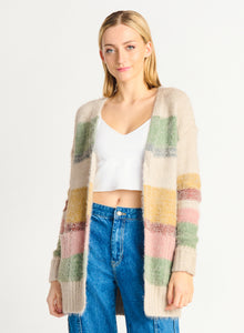 EYELASH COLORBLOCK STRIPED CARDIGAN by Dex (available in plus sizes)