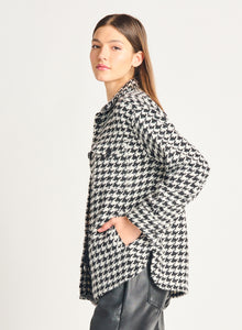 Button Front Houndstooth Shacket by Dex (available in plus sizes)