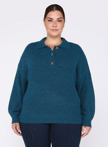 POLO FRONT SWEATER by Dex (available in plus sizes)