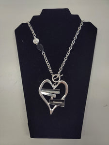 Silver/Black Heart Necklace