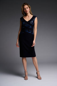 Stunning Navy Fitted Dress by Joseph Ribkoff (available in plus sizes)